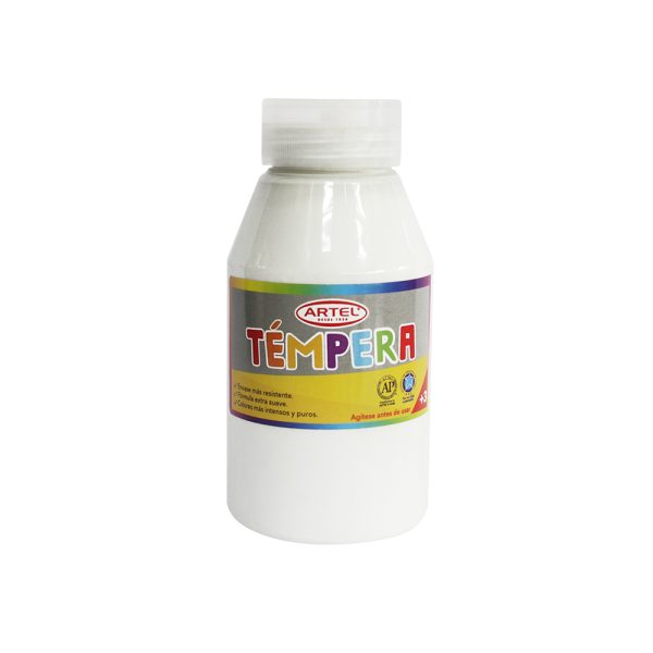 Frasco de témpera 250 ml Blanco Artel.