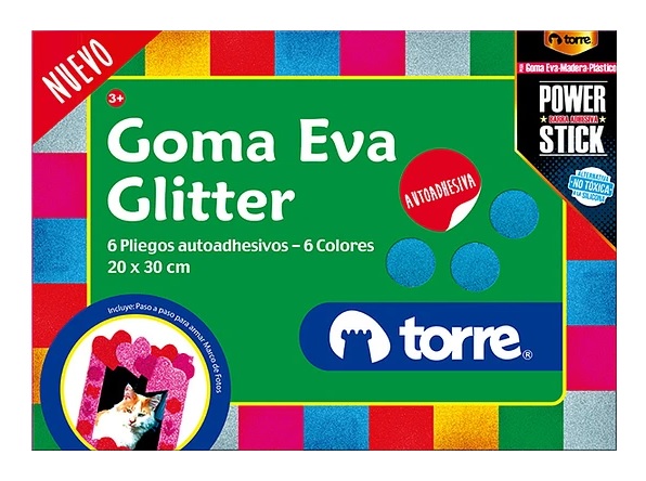 Carpeta goma eva glitter 6 colores Torre.