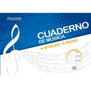 Cuaderno musica media pauta Proarte.