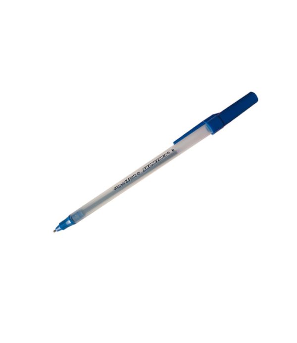 Bolígrafo azul  kilométrico Papermate.