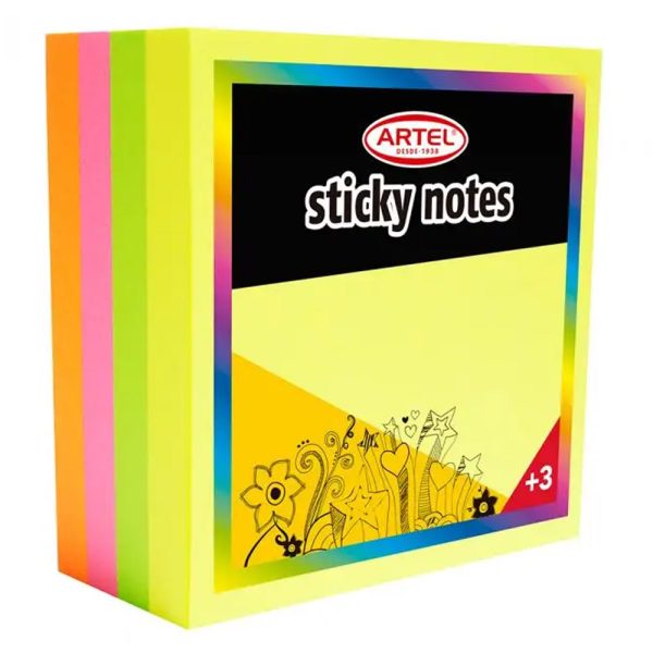 Notas adhesivas brillantes 4 colores 75x75 mm 320 hojas.