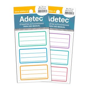 Etiquetas Autoadhesivas tricolores pasteles 35x70 mm Adetec