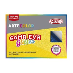 Artecolor Goma Eva glitter con adhesivo.