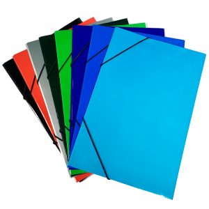 Carpeta con elásticos colores surtidos.