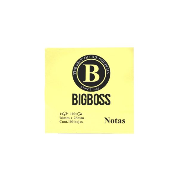 Notas adhesivas 7.6x7.6 mm amarilla Big Boss.